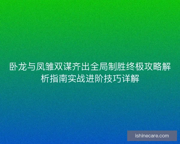 卧龙与凤雏双谋齐出全局制胜终极攻略解析指南实战进阶技巧详解